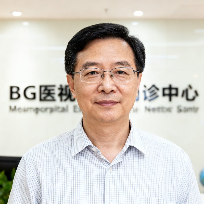 BG视讯科技首席医学顾问陈晓彤教授的半身照，她戴着细框眼镜，身后是医院远程会诊中心的背景墙
